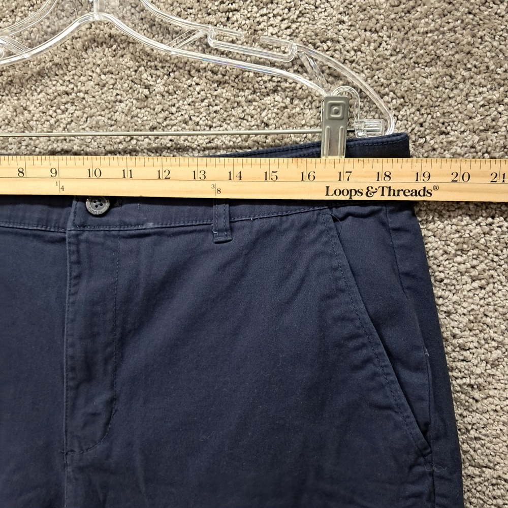 Chaps Mens Navy Blue Flat Front Chino Shorts Size 36 Stretch Cotton 8155 - Picture 5 of 9